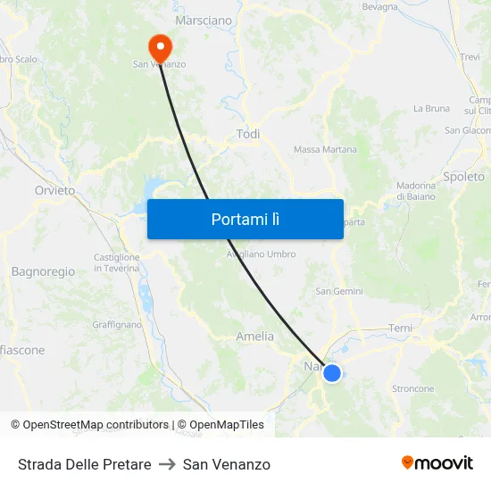 Strada Delle Pretare to San Venanzo map