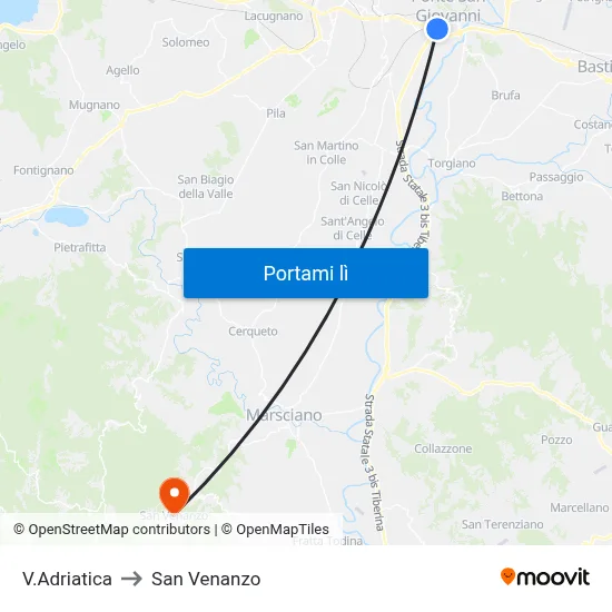 V.Adriatica to San Venanzo map