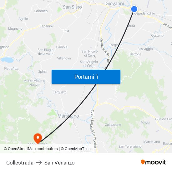 Collestrada to San Venanzo map