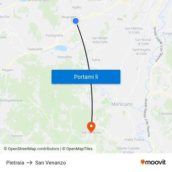 Pietraia to San Venanzo map
