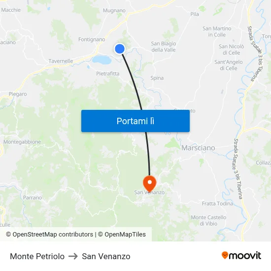 Monte Petriolo to San Venanzo map