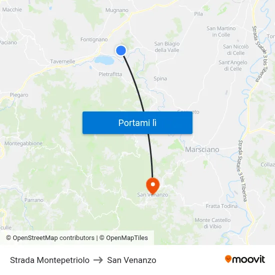 Strada Montepetriolo to San Venanzo map