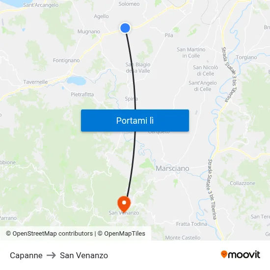 Capanne to San Venanzo map