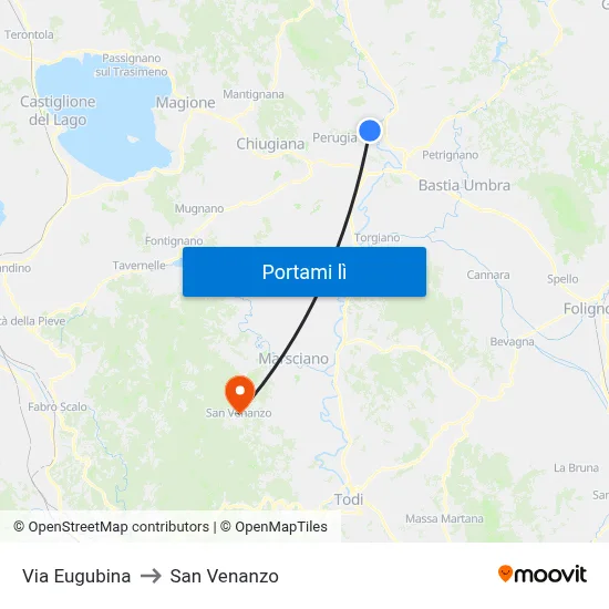 Via Eugubina to San Venanzo map