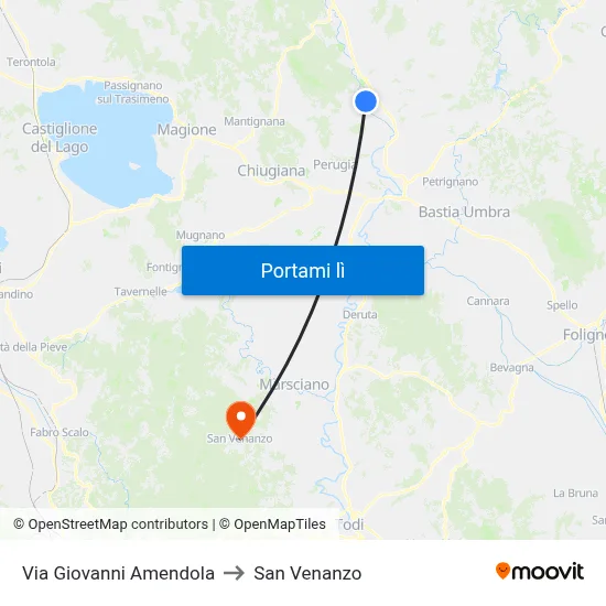 Via Giovanni Amendola to San Venanzo map