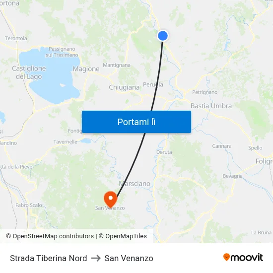 Strada Tiberina Nord to San Venanzo map