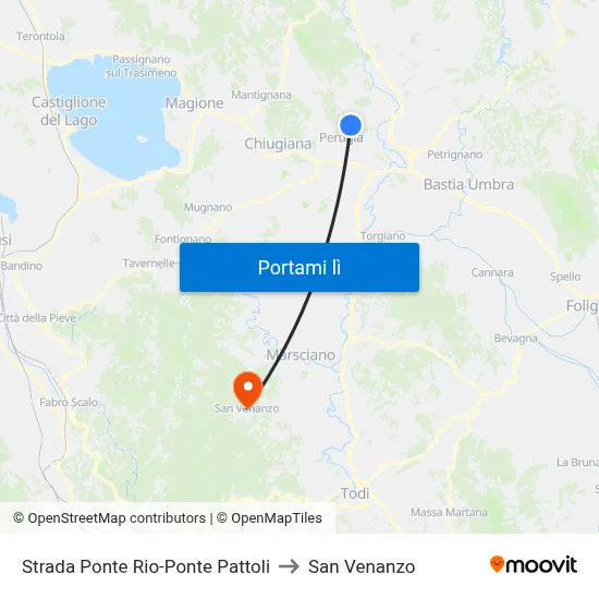 Strada Ponte Rio-Ponte Pattoli to San Venanzo map