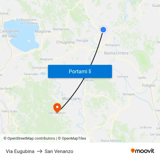Via Eugubina to San Venanzo map