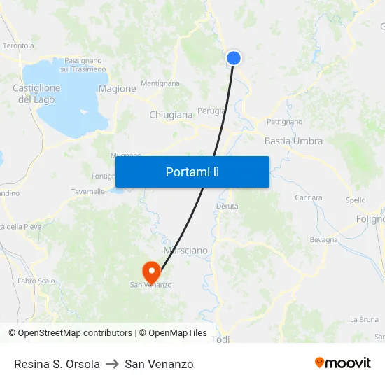 Resina S. Orsola to San Venanzo map
