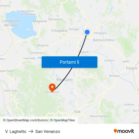 V. Laghetto to San Venanzo map
