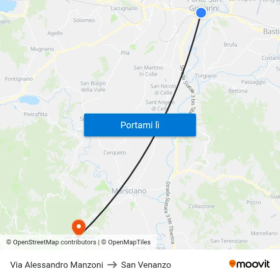 Via Alessandro Manzoni to San Venanzo map