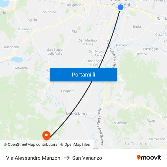 Via Alessandro Manzoni to San Venanzo map