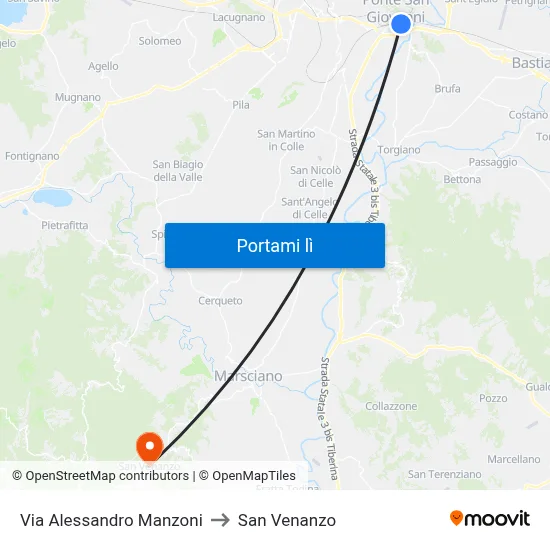 Via Alessandro Manzoni to San Venanzo map