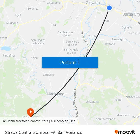 Strada Centrale Umbra to San Venanzo map
