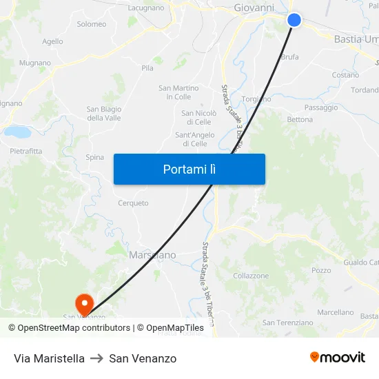Via Maristella to San Venanzo map