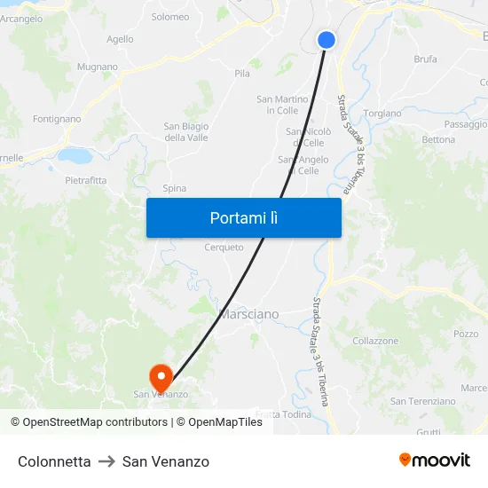 Colonnetta to San Venanzo map
