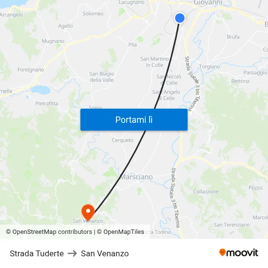 Strada Tuderte to San Venanzo map