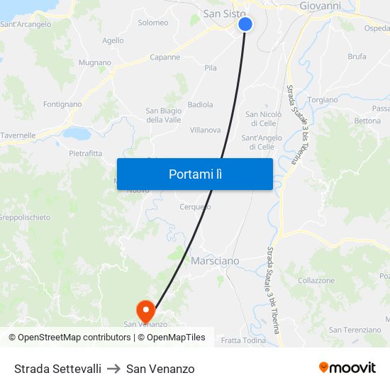 Strada Settevalli to San Venanzo map