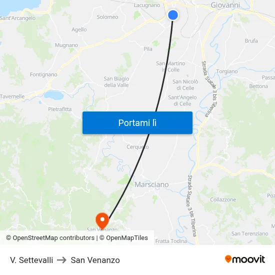V. Settevalli to San Venanzo map