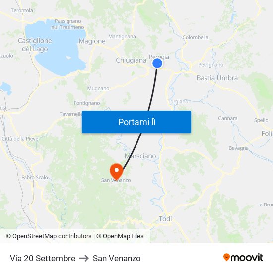 Via 20 Settembre to San Venanzo map