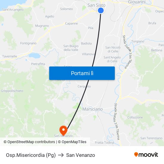 Osp.Misericordia (Pg) to San Venanzo map