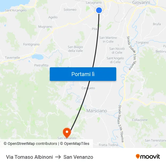 Via Tomaso Albinoni to San Venanzo map