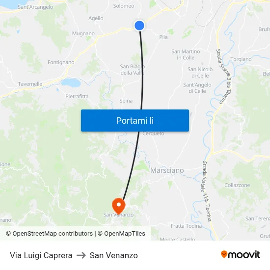 Via Luigi Caprera to San Venanzo map