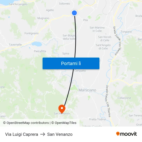 Via Luigi Caprera to San Venanzo map