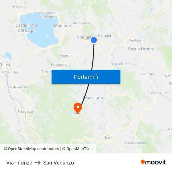 Via Firenze to San Venanzo map