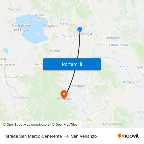 Strada San Marco-Cenerente to San Venanzo map