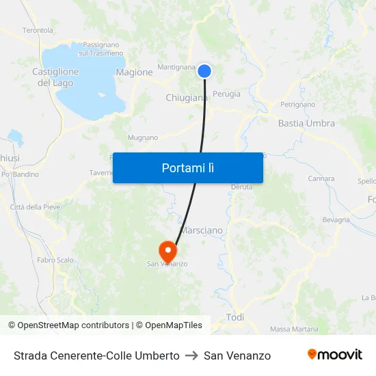 Strada Cenerente-Colle Umberto to San Venanzo map