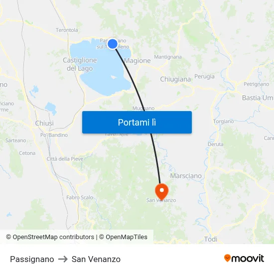 Passignano to San Venanzo map