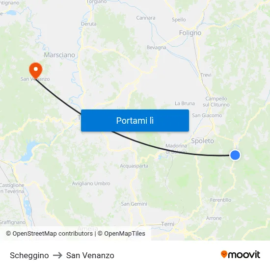 Scheggino to San Venanzo map