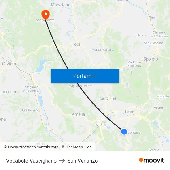 Vocabolo Vascigliano to San Venanzo map
