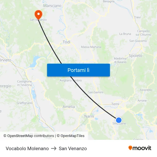 Vocabolo Molenano to San Venanzo map