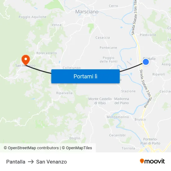 Pantalla to San Venanzo map