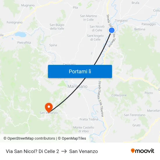 Via San Nicol? Di Celle 2 to San Venanzo map
