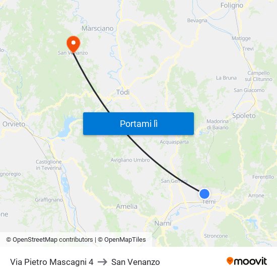 Via Pietro Mascagni 4 to San Venanzo map