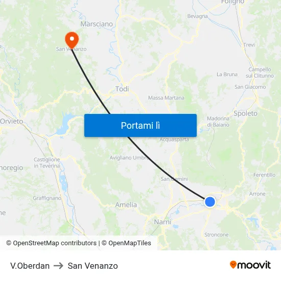 V.Oberdan to San Venanzo map