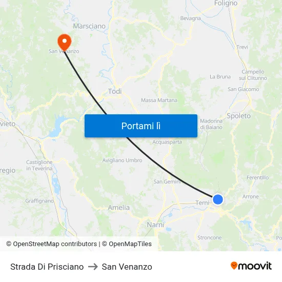 Strada Di Prisciano to San Venanzo map