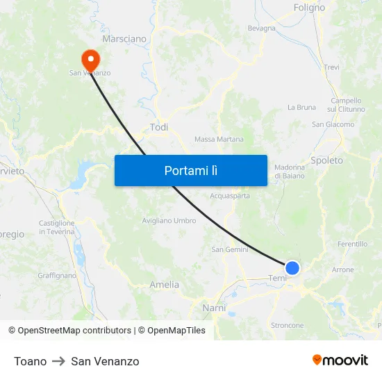 Toano to San Venanzo map