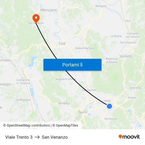Viale Trento 3 to San Venanzo map