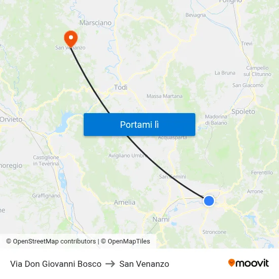 Via Don Giovanni Bosco to San Venanzo map