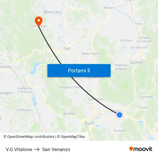 V.G.Vitalone to San Venanzo map