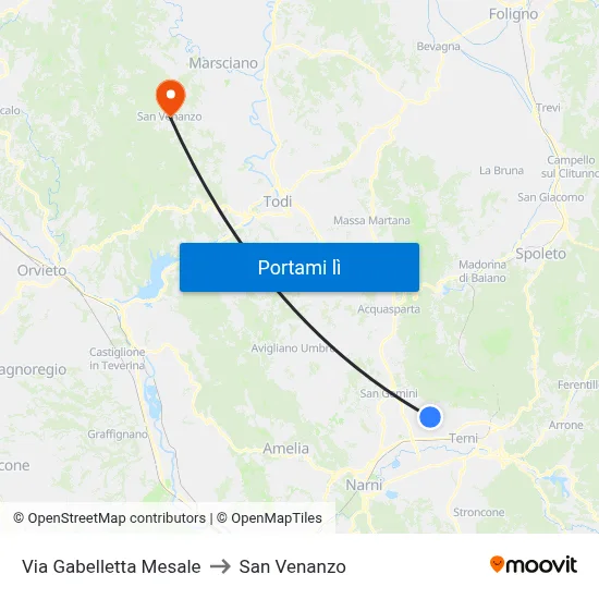 Via Gabelletta Mesale to San Venanzo map