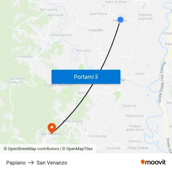 Papiano to San Venanzo map