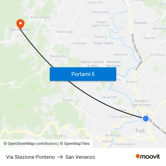 Via Stazione Ponterio to San Venanzo map
