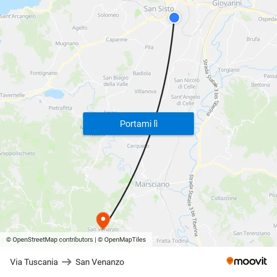 Via Tuscania to San Venanzo map