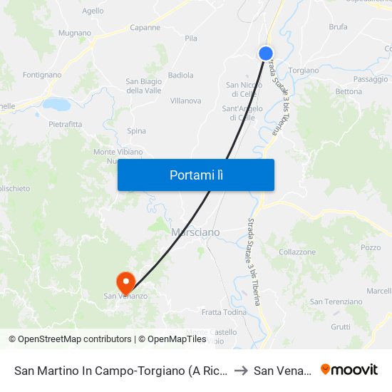 San Martino In Campo-Torgiano (A Richiesta) to San Venanzo map