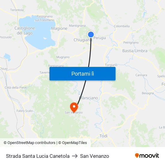 Strada Santa Lucia Canetola to San Venanzo map